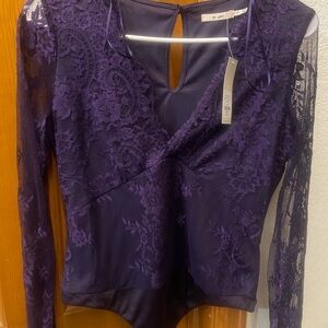 NWT Purple Lace Long Sleeve Bodysuit